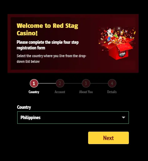 Red Stag Casino signup page